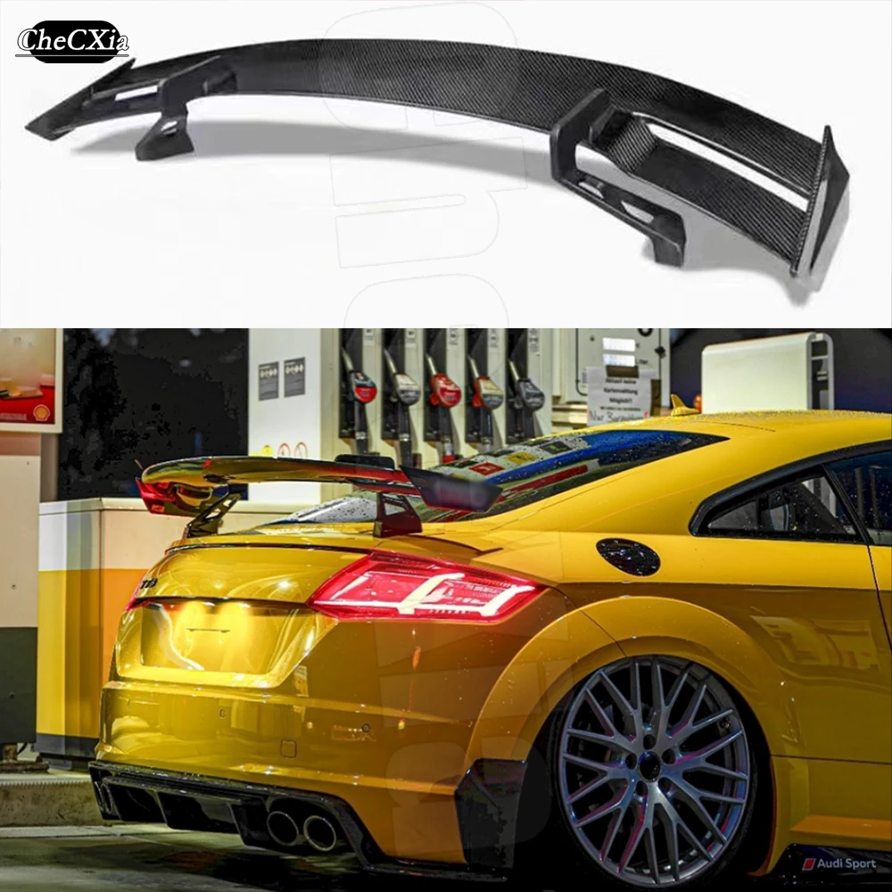 

Suitable For Audi TT TTS TTRS R8 V8 MK3 MK2 Rear Spoiler Fiberglass Material Car Trunk Cover Glossy Black Rear Spoiler