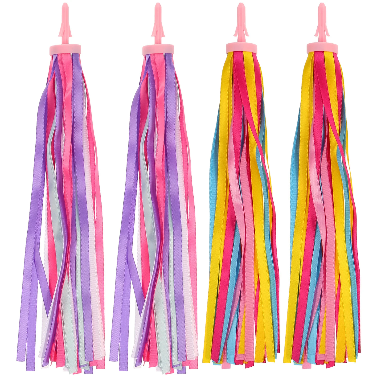 

2 Pairs of Bike Streamers Handlebar Ribbon Kids Scooter Tassels Kids Girls Boys Bike Handlebar Toy(Yellow Pink, Purple Pink)