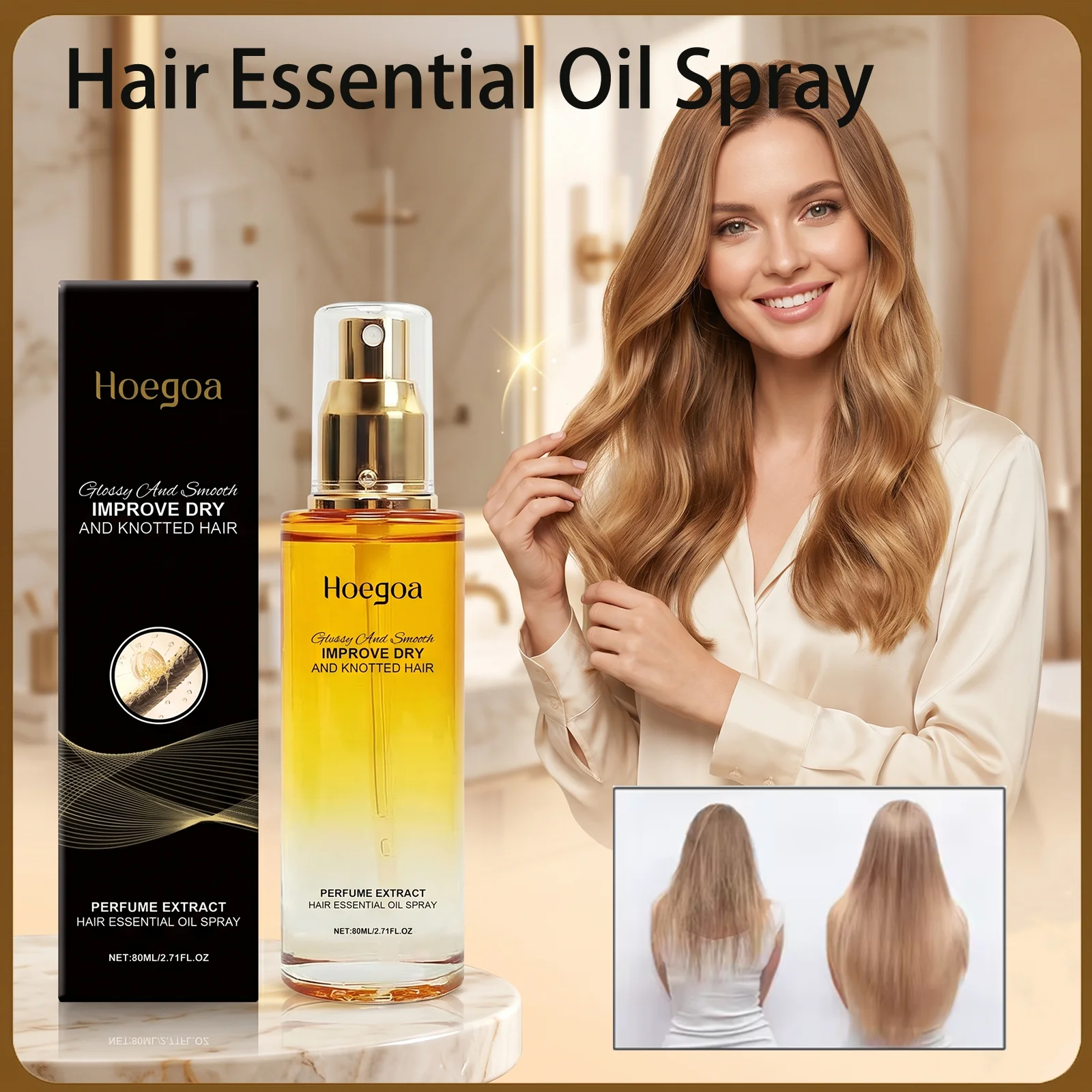 

80mL Hair Smoothing Essential Oil Non Greasy Anti Frizz Nourish Repair Dry Damaged Hair Improve Scalp Daily Hair Care Serum