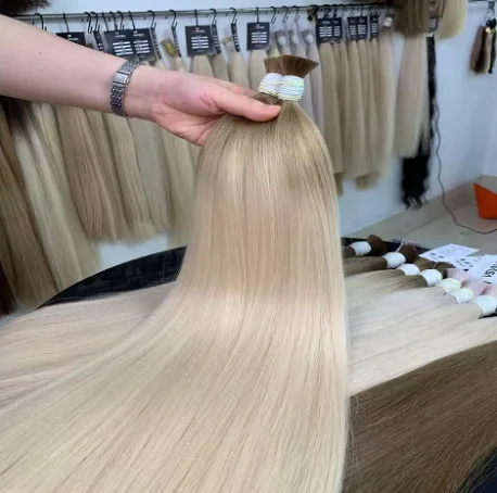 Striaght Human Hair No Weft 100% Virgin Bundles Highlight Original Bulk Extensions Russian Natural Unprocessed Blonde Braidi