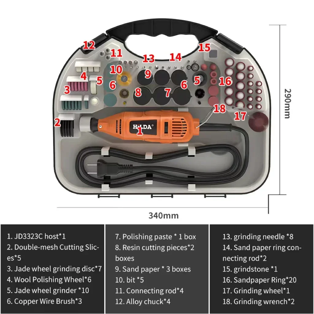 Alat Putar Bor Mini 200W dengan Set Aksesori Gerinda Pena Ukir Mini Multifungsi untuk Alat Penggiling Listrik