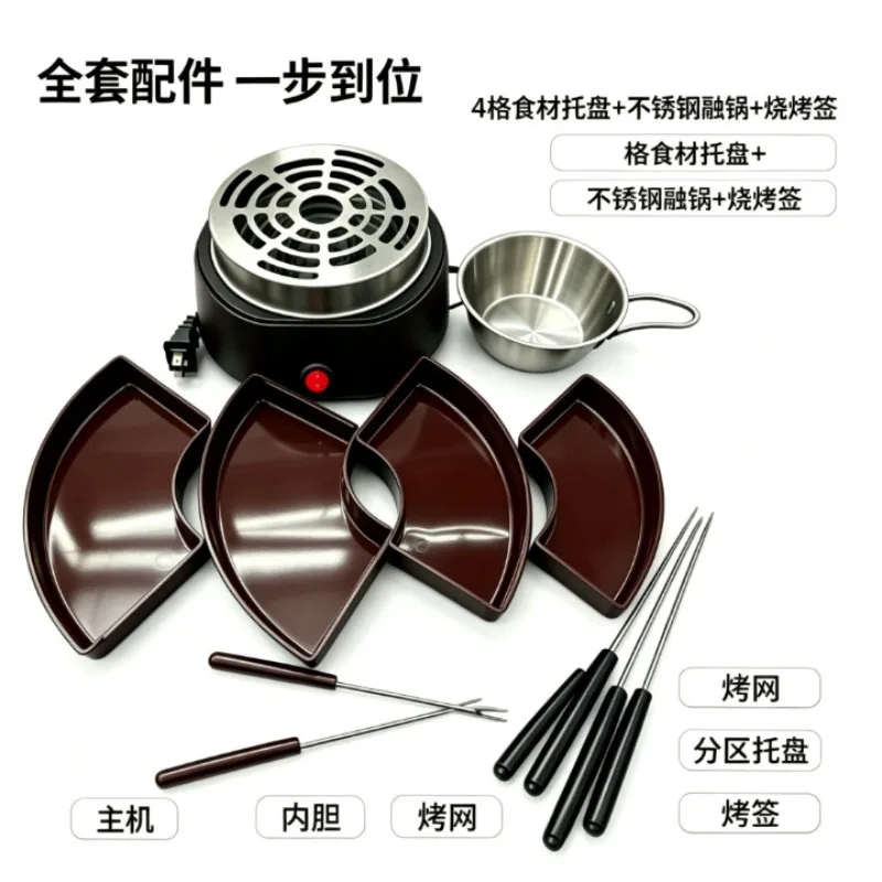 Cotton Candy Machine Snack Food Processing Equipment 2-in-1 Chocolate Cheese Melting Pot Cotton Candy Maker Fruit Plate Party