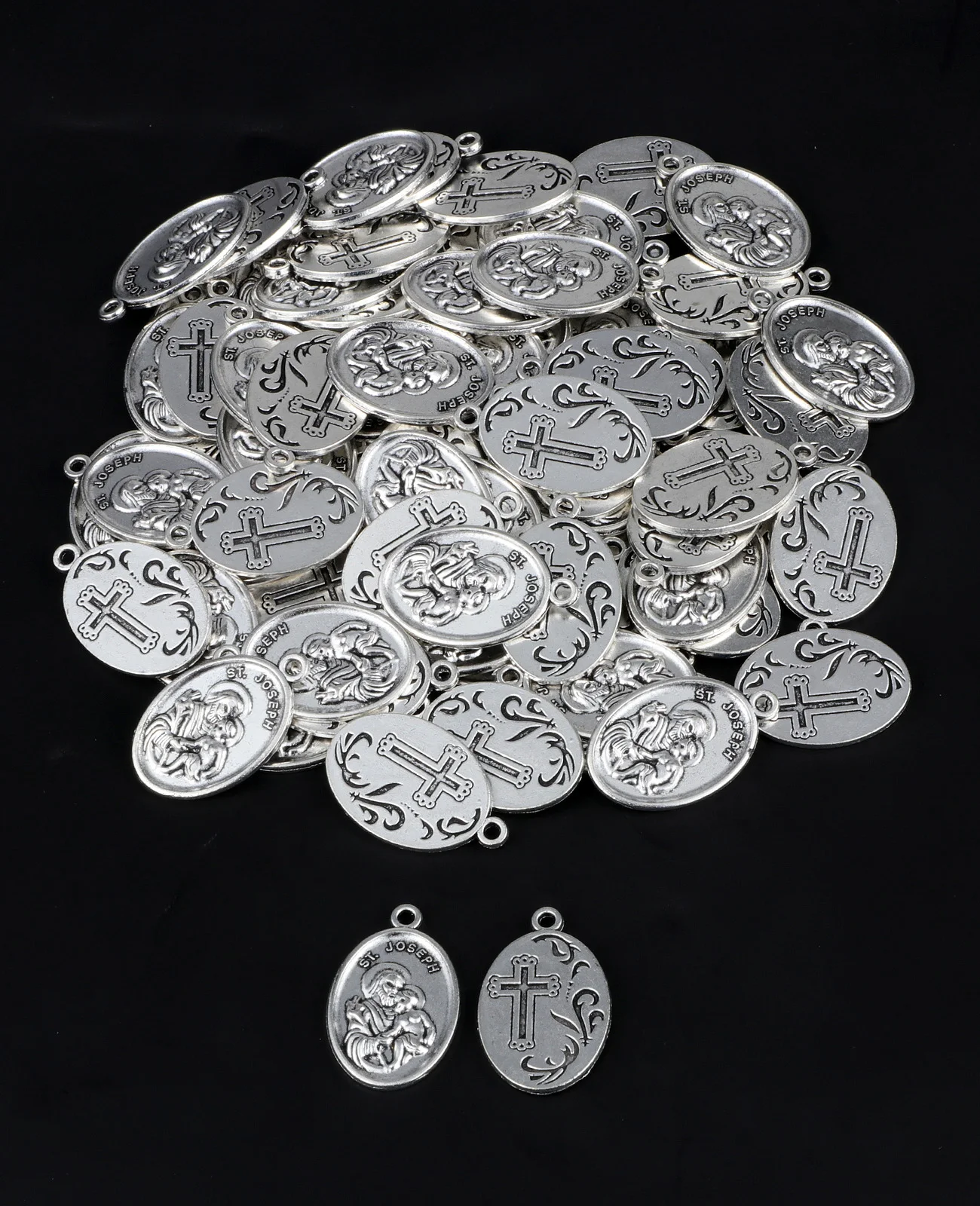 Cottvott 20 unids/lote de colgantes de medalla ovalados pequeños de aleación de San Jorge para collar de rosario católico hecho a mano, accesorios para hacer joyería