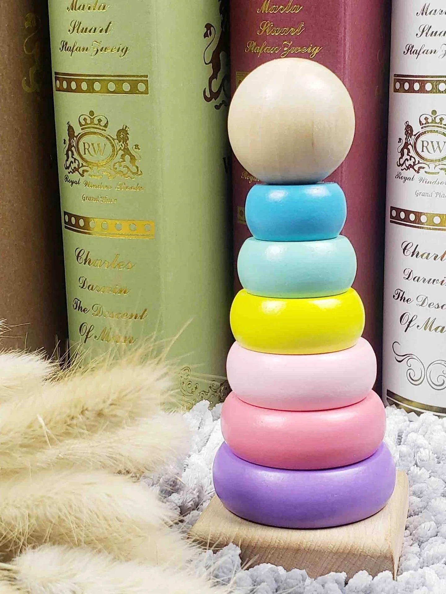 Manufacturer Direct Wholesale Children's Intelligence Rainbow Tower Stacking Toy With Layers Of Nesting And Column In Pastel Col