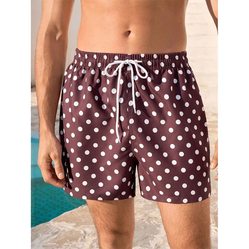 Retro Polka Dot Design Beach Shorts Men's Clothing 3D Print Flowers Holiday Summer Casual Loose Short Summer Board Shorts