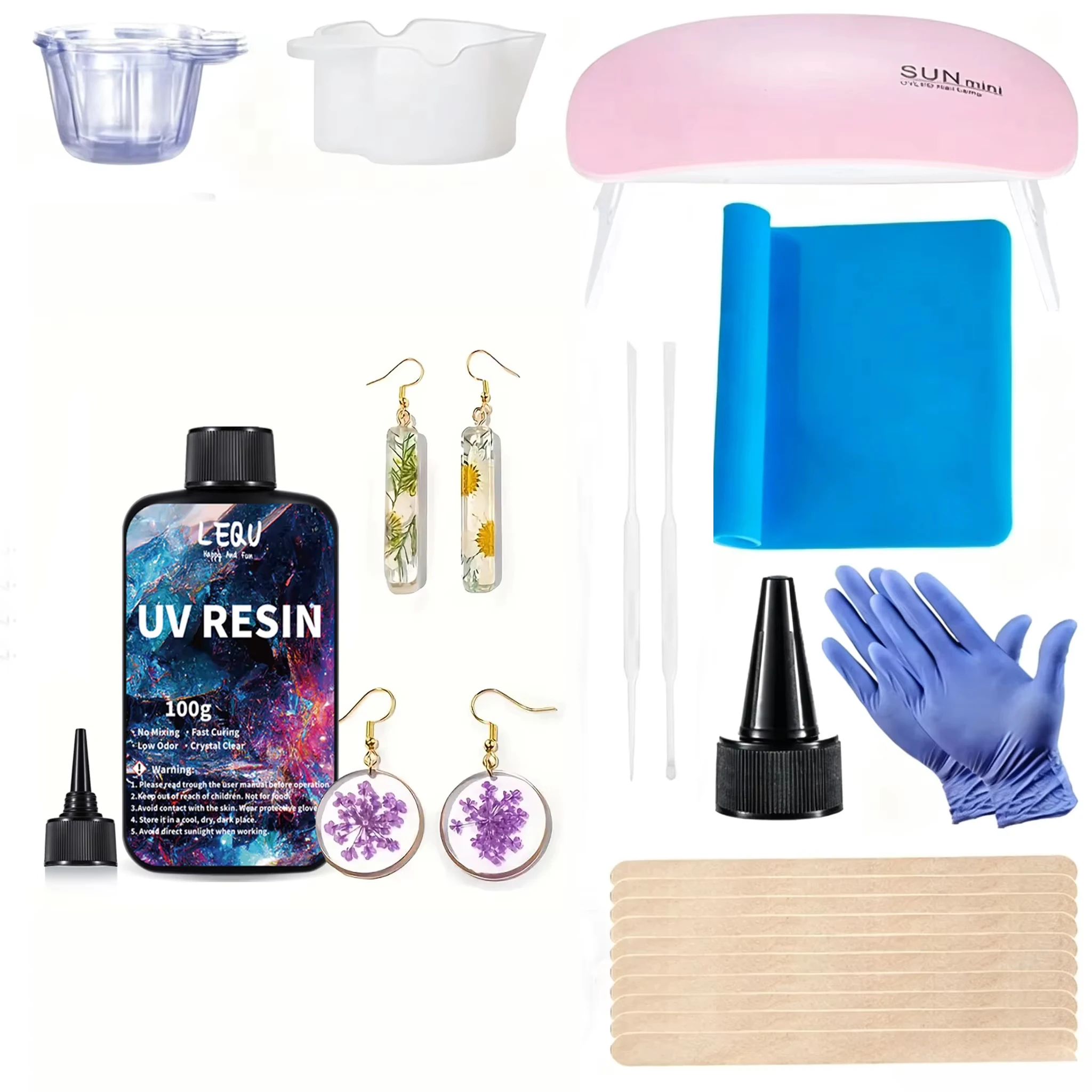 100/200/500/1000 Grams of UV Resin; Upgraded Crystal-Clear, Hard UV Resin Set; Epoxy Resin; Suitable for Crafts and Jewelry Maki