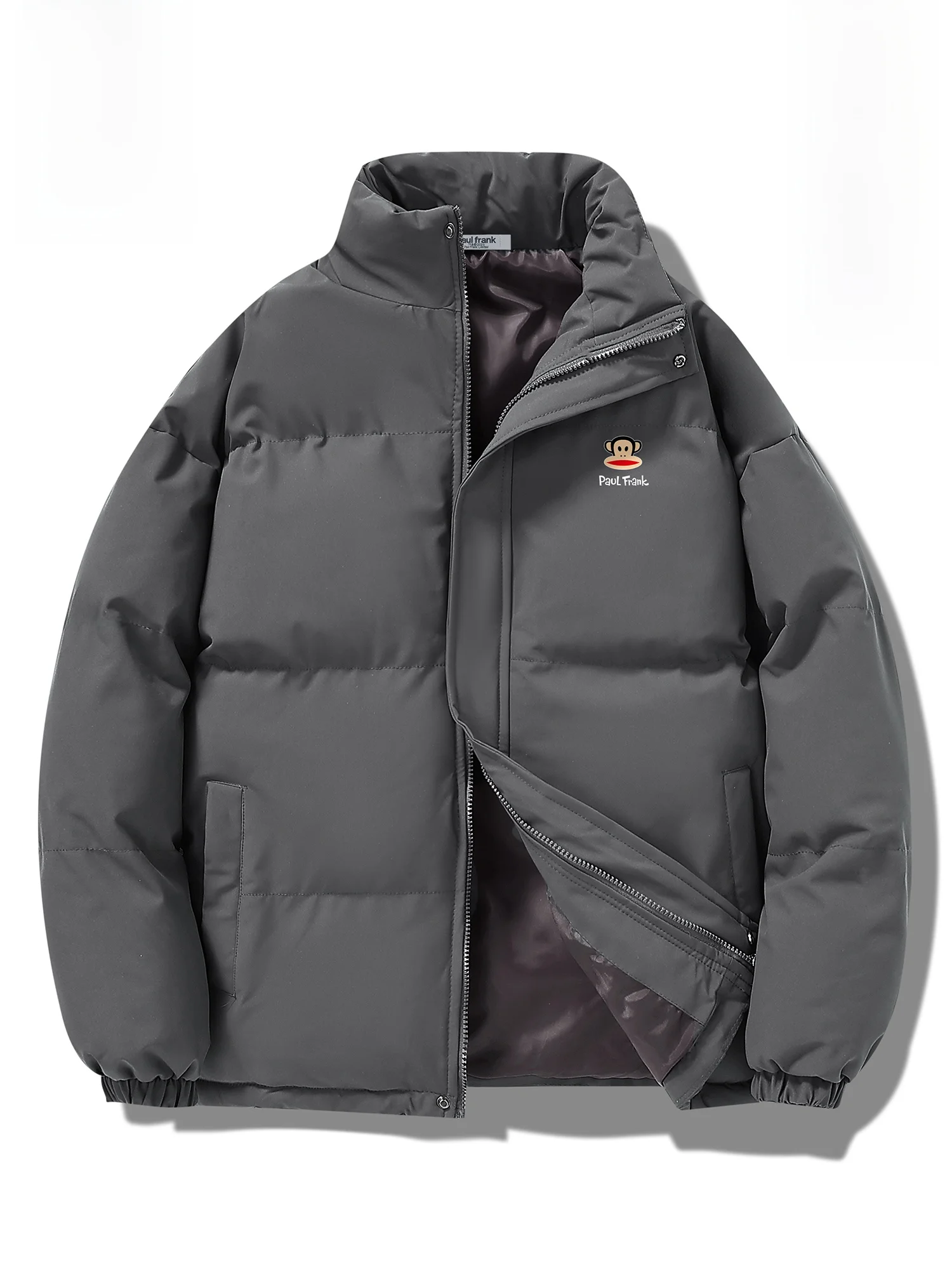 

Зимняя теплая куртка Paul Frank из чистого хлопка с воротником-стойкой, мужская повседневная свободная куртка на молнии с длинными рукавами