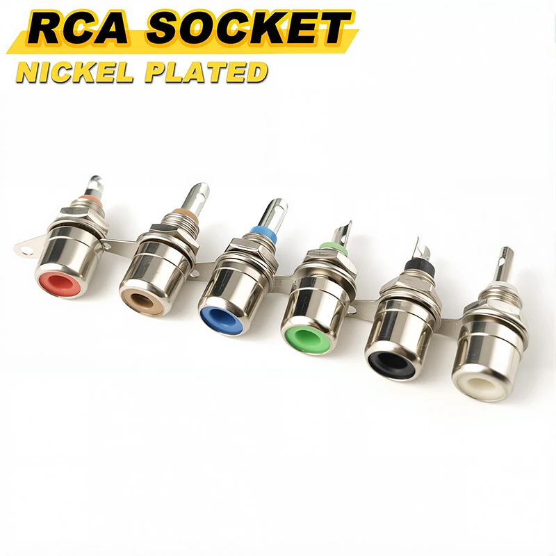 20/100PCS RCA Panel Mount Connector RCA Female Socket Adapter RCA  Audio Socket Plug Connector Bulkhead Nickel Plated