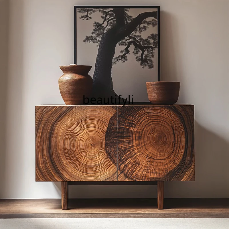 

Vintage Solid Wood Sideboard Cabinet Living Room Side Cabinet Simple Hallway Decoration Entryway Foyer Cabinet