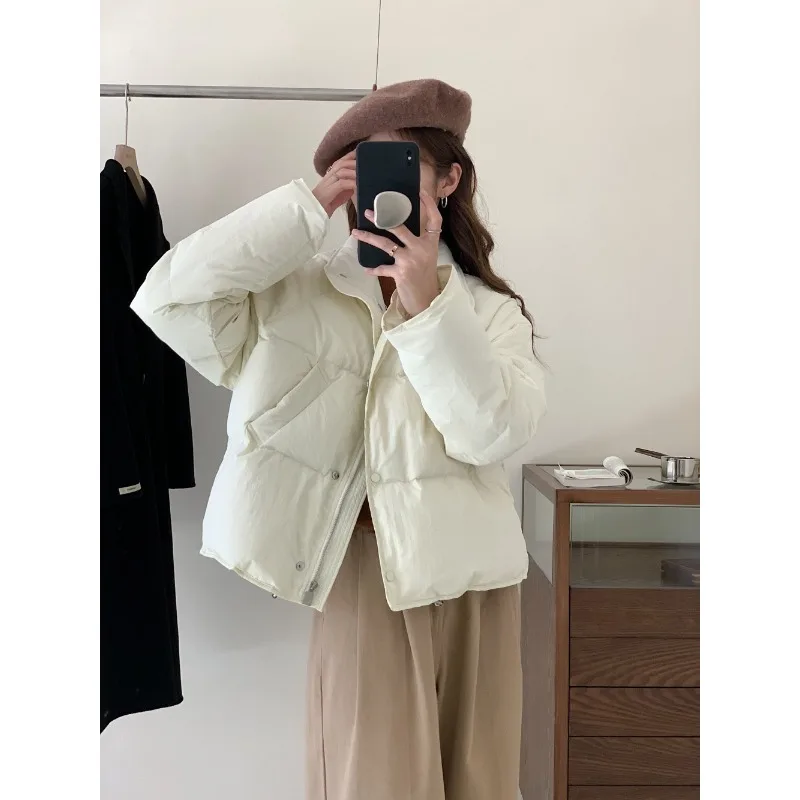 Winter Puffer Jackets Women Thick Warm Cotton Solid Padded Coat Female Korean Fashion Oversized Loose Short Parkas Mujer 2023