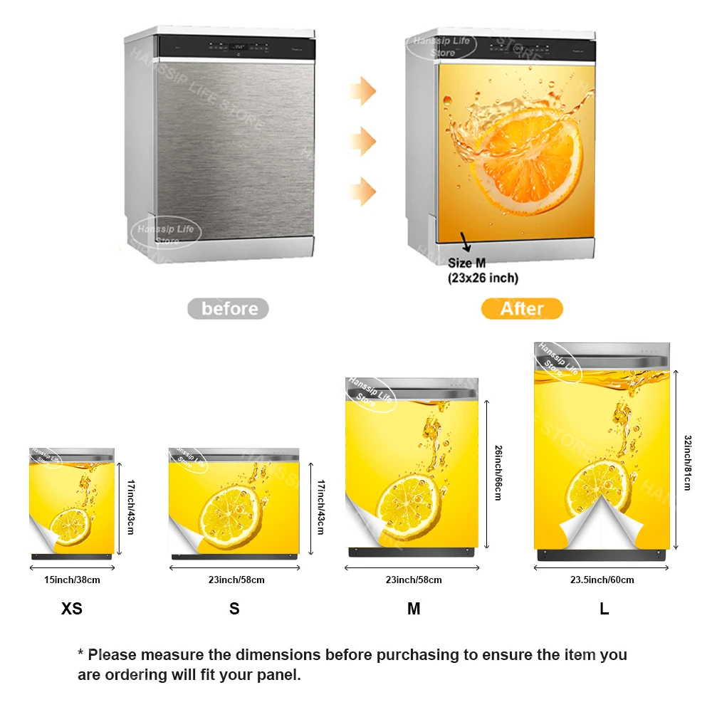 Watercolor Flower Plant Leaves Printed Dishwasher Sticker Wallpaper Kitchen Waterproof Washing Machine Cabinet Panel Art Decals