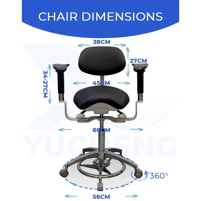 Medical Saddle Stool with Removable Double Armrests Dental Microscope Chair for Dentist Operation