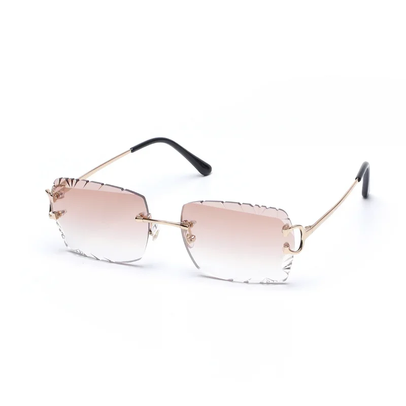 Hot Selling Wholesale Luxury Fashion Designer Rimless Frame Sunglasses Women Metal Rimless Sunglasses Men