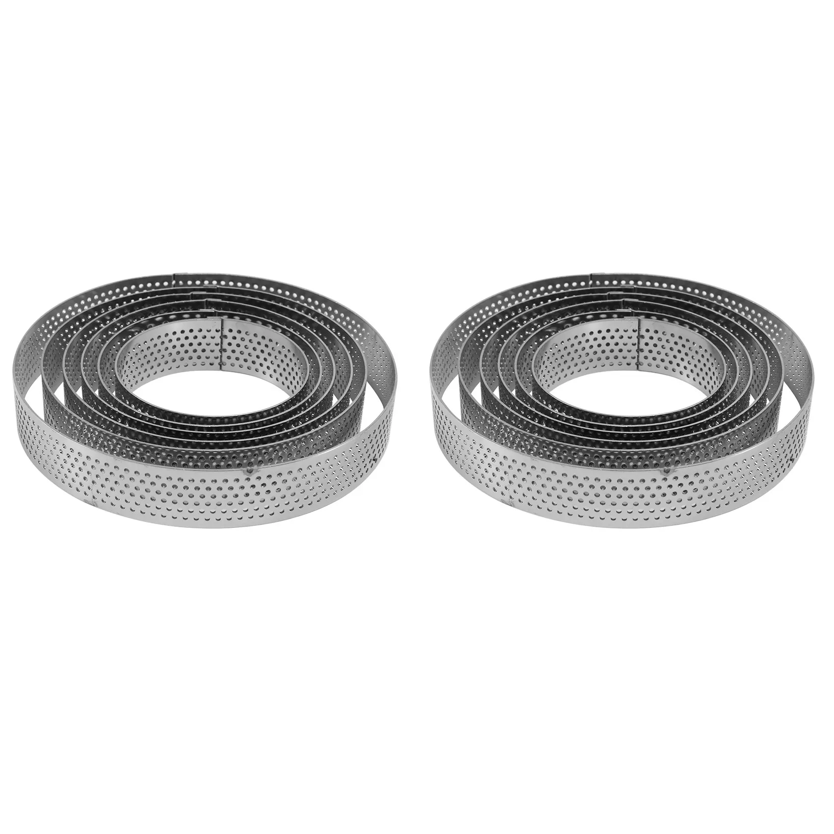 M12K-12 Pack Perforated Tart Rings Set,Stainless Steel Heat-Resistant Cake Mousse Ring Pie Mousse Mold For Pastry Cake