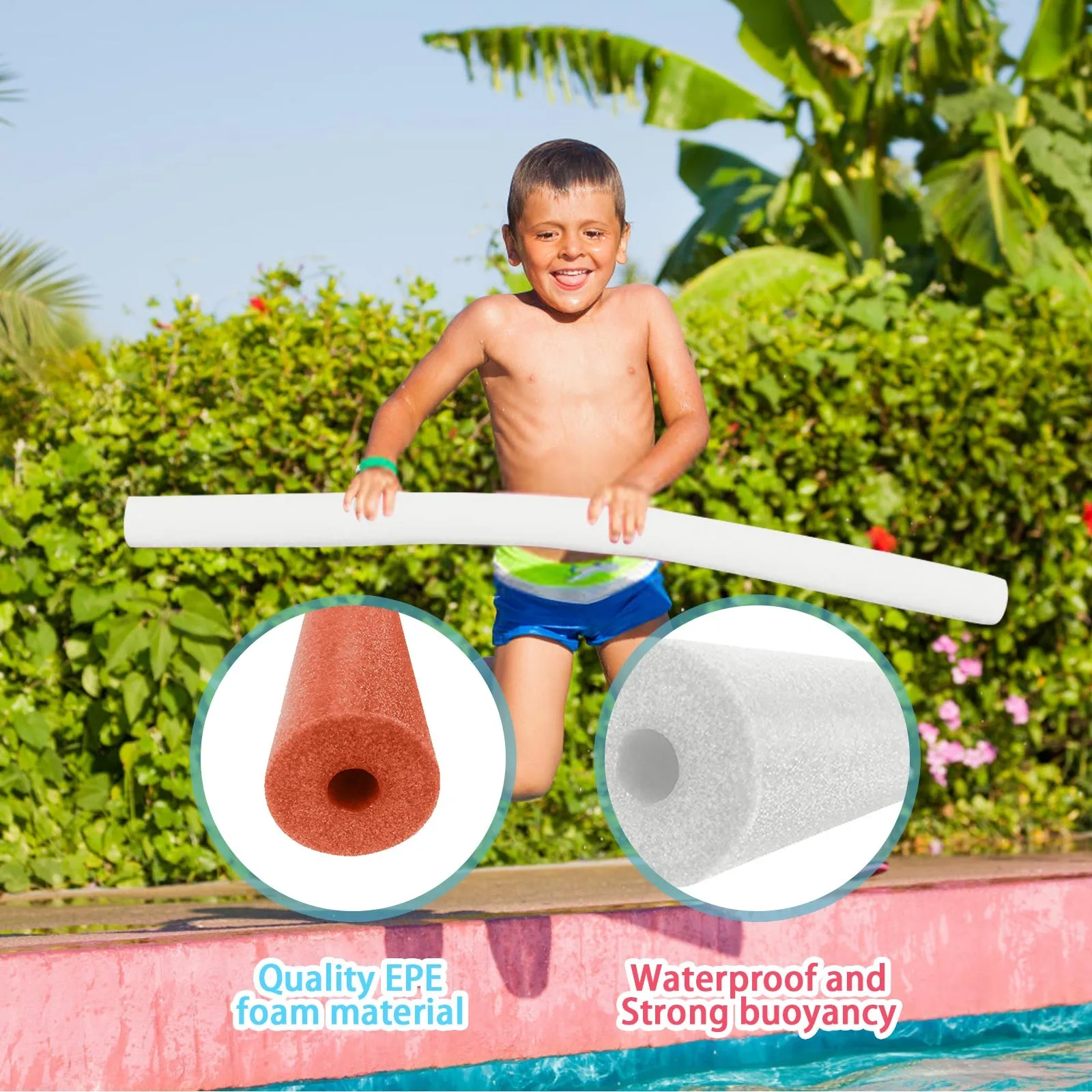 Swimming Pool Noodle Stick Buoyancy Stick Swimming Aid Foam Stick Colorful Float Aid Solid Foam Kids Adult Pool Accessorie