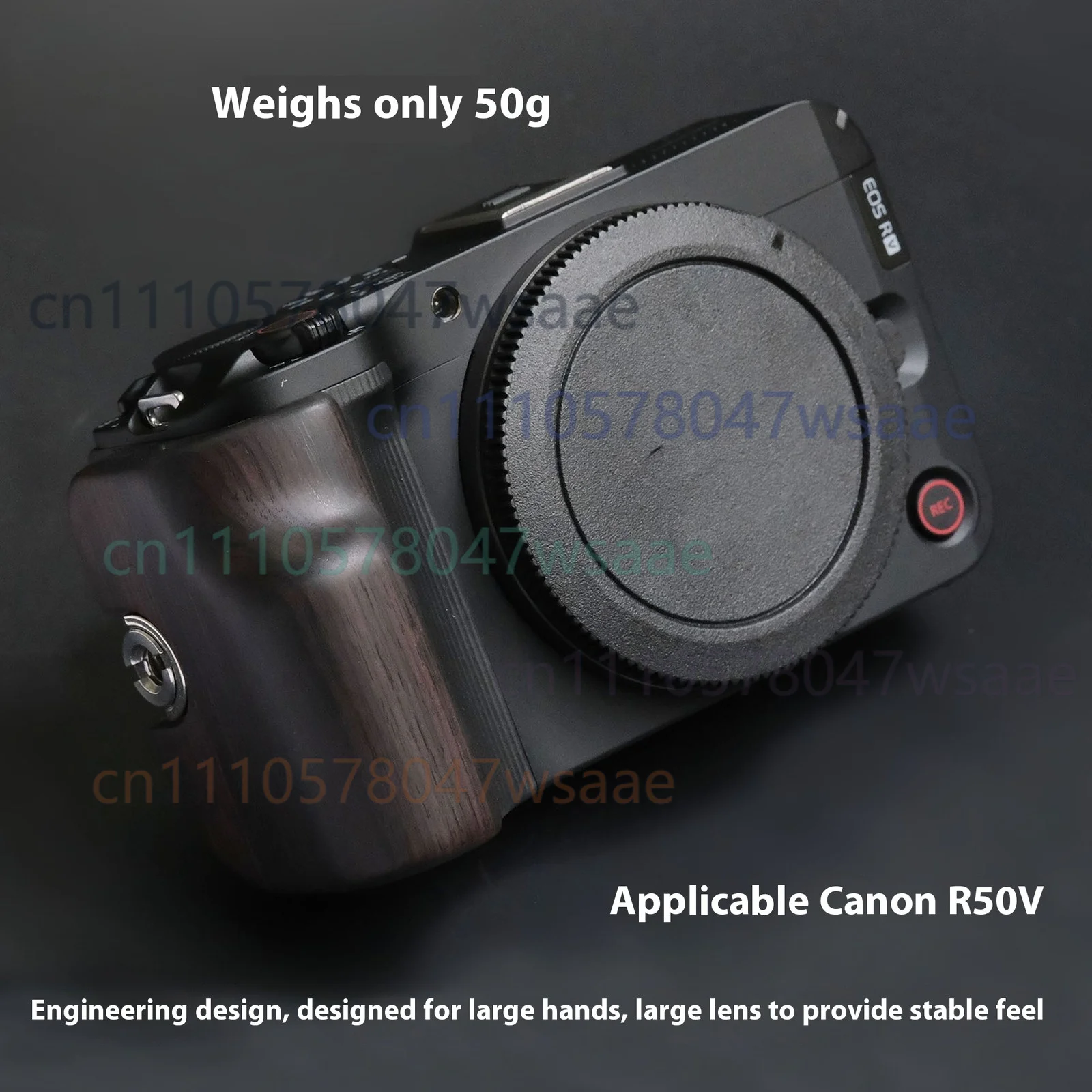 

Wooden Camera Hand Grip With Alloy Base Plate, Fit for Canon EOS R50 V Mirrorless Camera Arca Quick Release Support Accessory