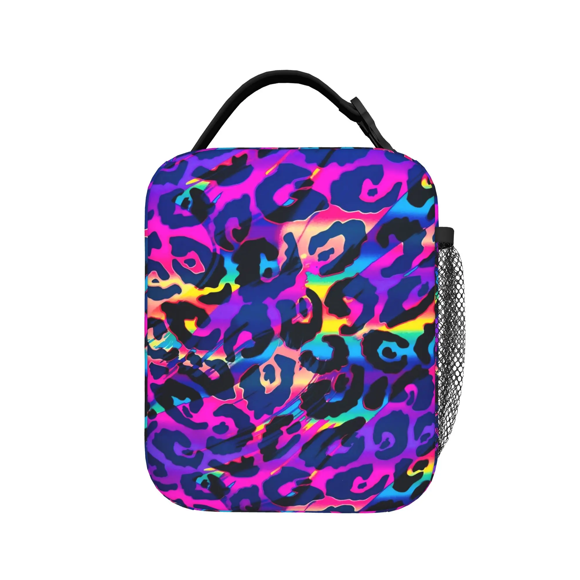 Psychedelic 80s Leopard Lunch Bag Abstract Art Leisure Lunch Box For Child Cooler Bag Waterproof Print Thermal Tote Handbags