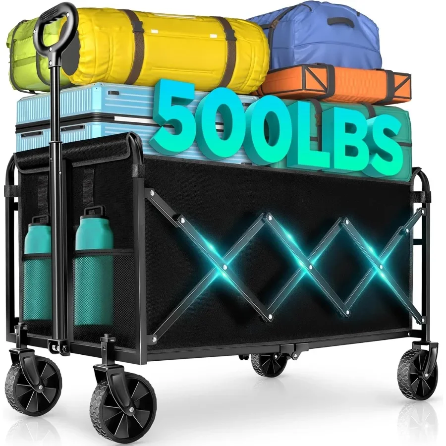 

Wagons Carts Foldable Collapsible Wagon Cart with Wheels Large Wagons Carts Foldable with Wheels for Sand Sports Camping Grocer