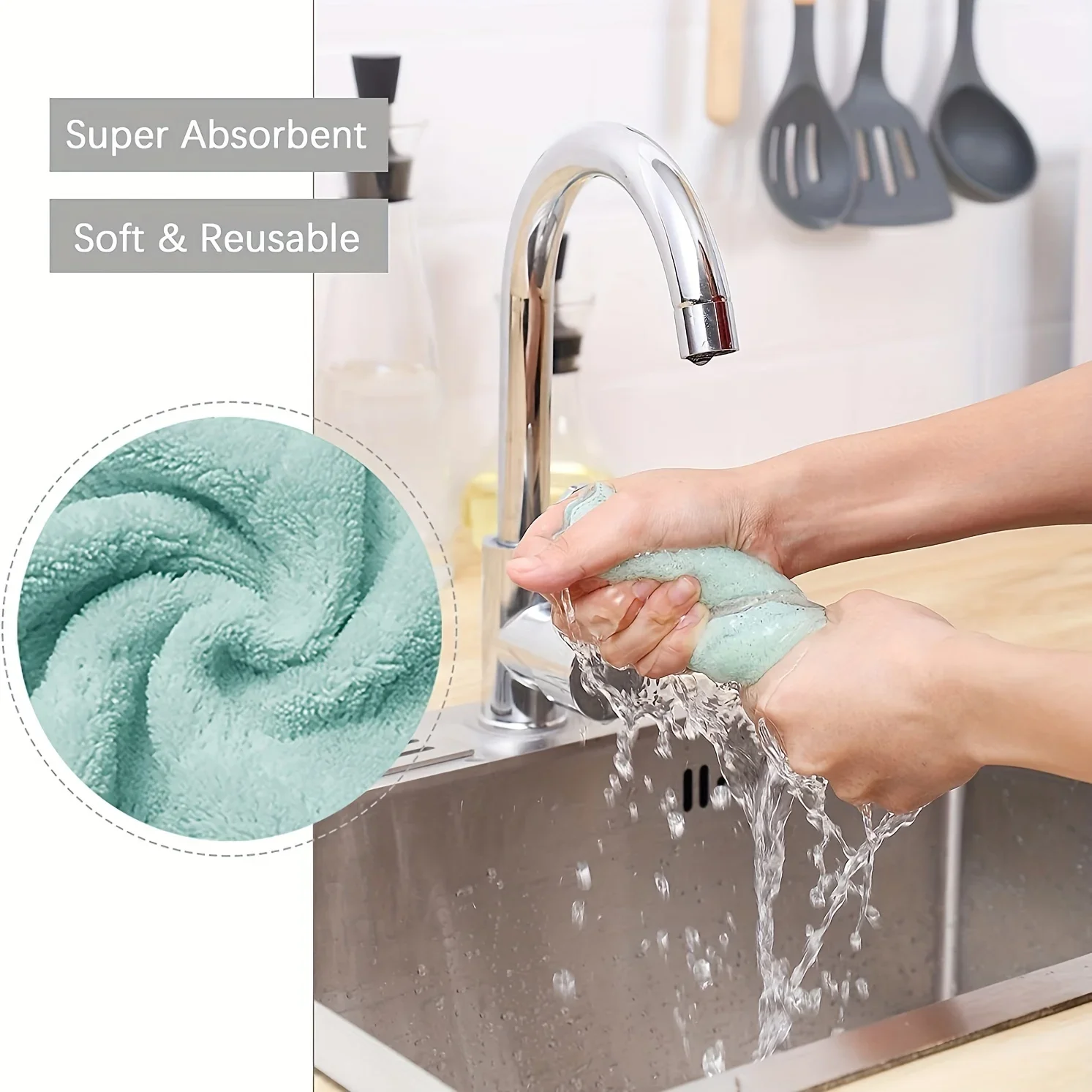 10pcs Cleaning Rags Thickened Coral Fleece Dish Towels Household Absorbent Non-shedding Dishwashing Cloth Kitchen Supplies