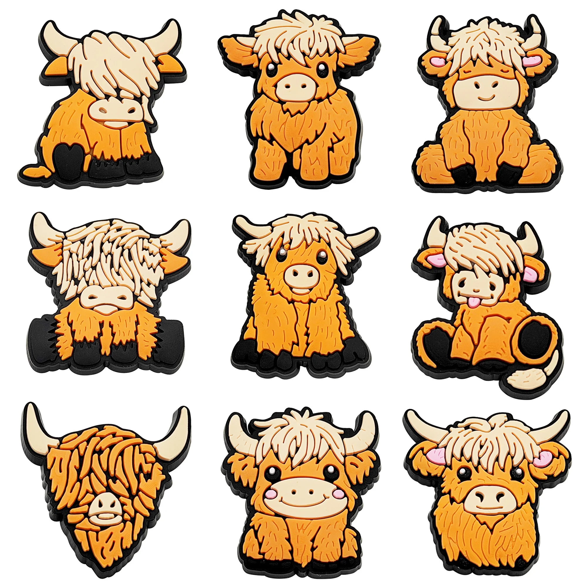 

Highland Cow Shoe Charm for Cute Sandals DIY Lovely Animal Shoe Decorations Accessories Slides Sandals Clogs Kids Gifts