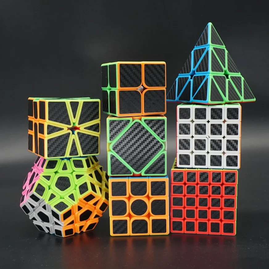Mo Yu Cubo Adesivi In Fibra di Carbonio Cubo Magico 2x2 3x3 Torsione Piramide Specchio Velocità Cubo Magico Puzzle Pazzo Giocattoli Giocattolo Educ