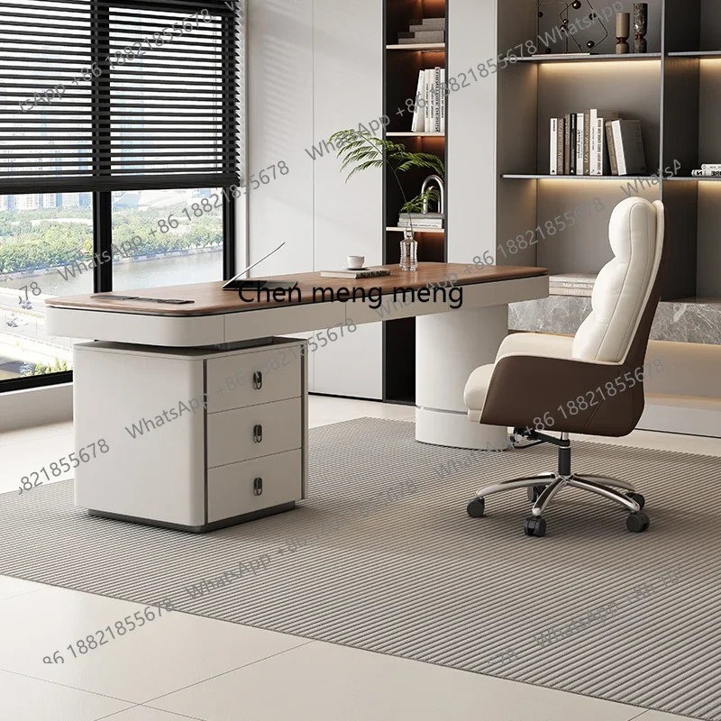 

D80 Solid Wood Desk Italian Minimalist Study Computer Desk Designer High-end Home Modern Simple Light Luxury Office Desk