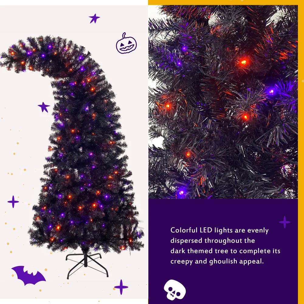 6FT Christmas Tree, Xmas Tree Bendable Grinch Style Christmas Tree Holiday Decoration W/1,080 Lush Branch Tips, 300 LED Lights