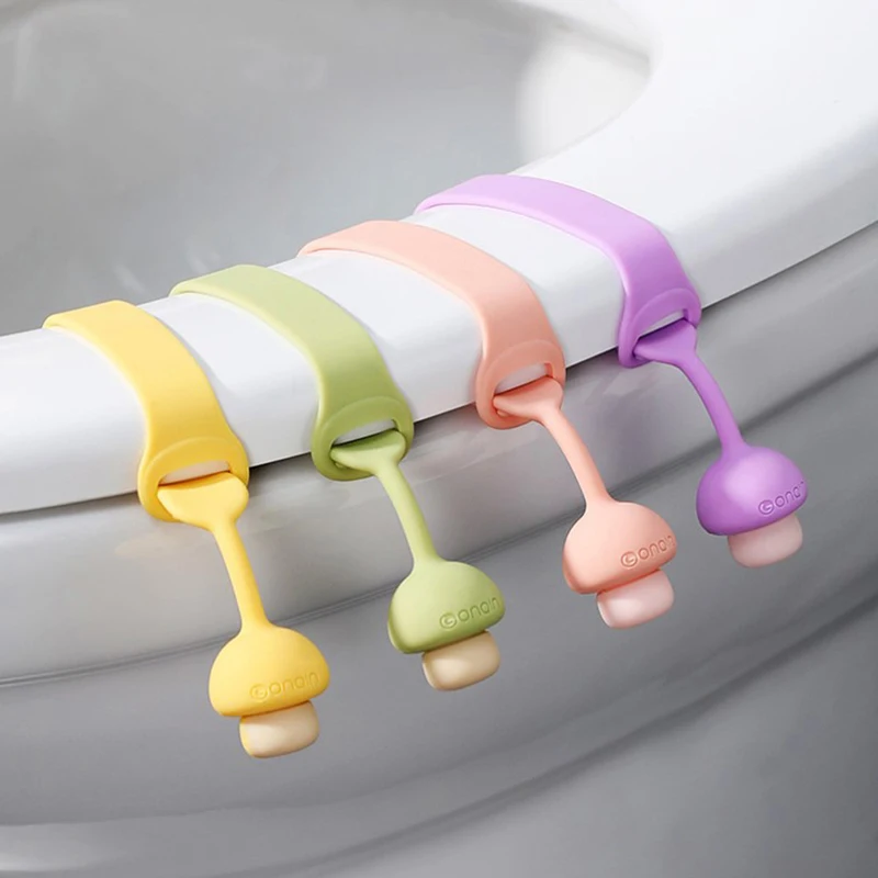 1Pc Silicone Toilet Seat Cover Lid Lifter Mushroom Shape Ring Flapper Handle Holder Household Bathroom WC Accessories