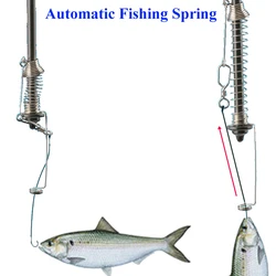 Automatic Fishing Spring Fish Hook Trigger Stainless Steel Bait Catch Fish Automatically Fish Trap Fishing Accessory Tackle FVIP
