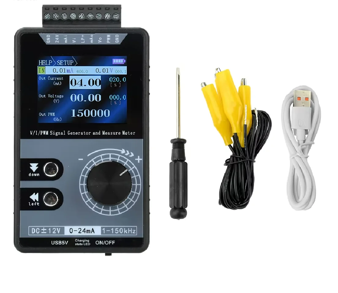 2-inch Color Screen PWM Pulse Signal Generator 0-20mA 4-20mA 0-10V Voltage Current Output 1-150kHz PWM Signal Source Simulator