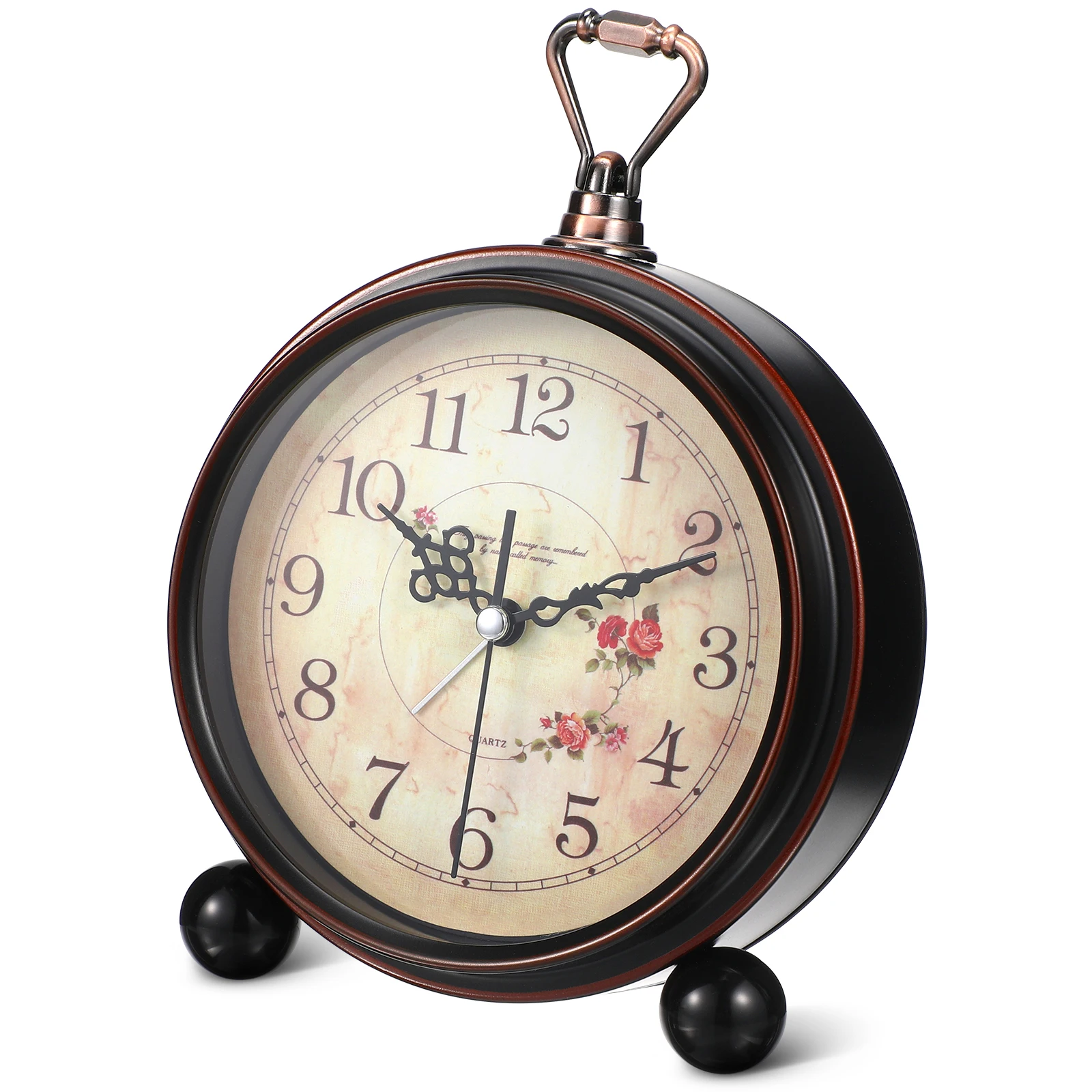 

Vintage Creative Alarm Clock Metal Case Glass Lens Quiet Non-Ticking Quartz Movement Desk Table Clock For Bedroom Office Decor