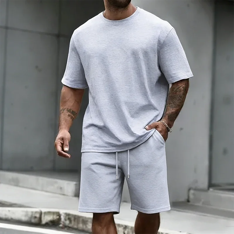 

Men's Set O-Neck T-shirt & Sports Shorts Summer Daily Casual Fashion Sportswear Male Home Outdoor Comfort Short Sleeve Outfit
