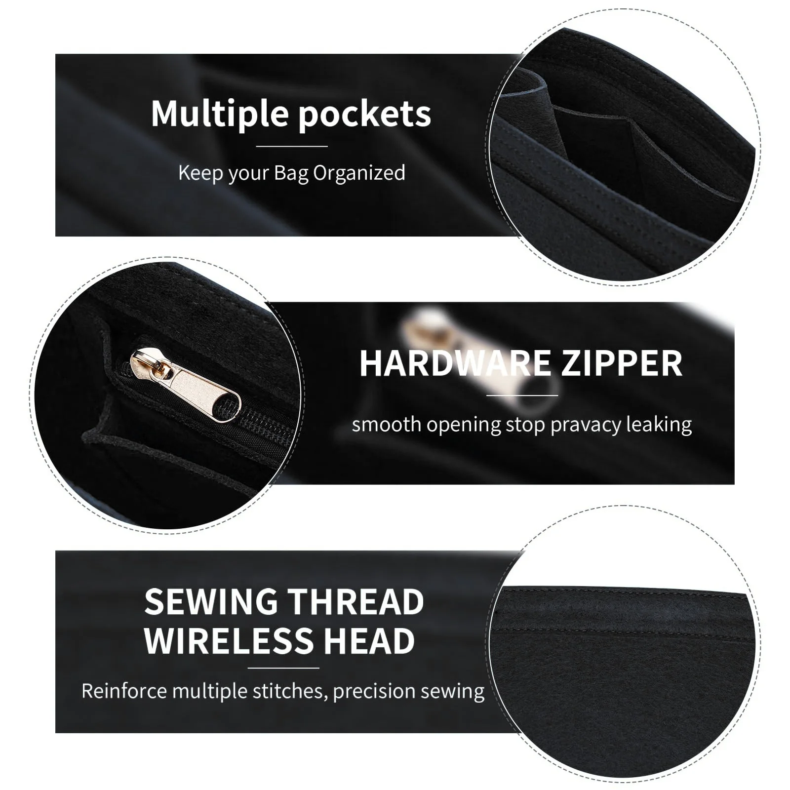 Internal Bag Fits For Longchamp Handbag Liner Bag Felt Cloth Makeup Bag Support Travel Portable Insert Purse Organizer