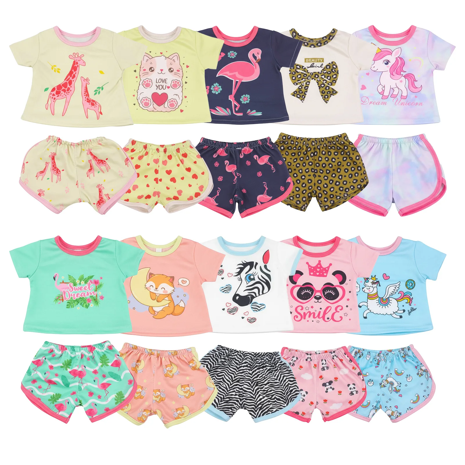 Handmade T-shirt+Shorts For 43cm Doll Clothes Accessories 18 Inch American Doll Girl's Toys Christmas Gift