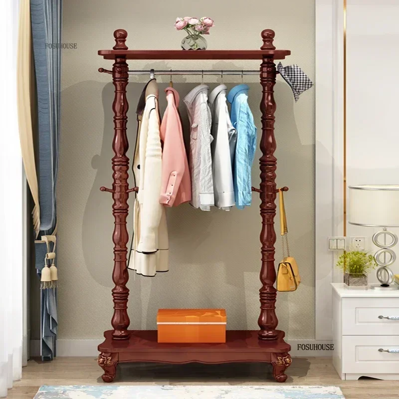 الأمريكية خشب متين معطف رفوف المنزلية غرفة نوم معطف الرف ضوء رف الملابس الفاخرة الرجعية أثاث غرفة المعيشة شماعات ملابس #3