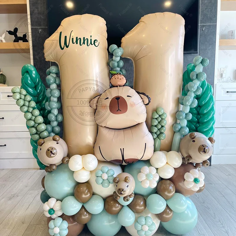 85Pcs Cartoon Tier Capybara Aluminium Folie Ballon Set Kind Geburtstag Party Dekorationen Folie Ballon Baby Dusche Geschenk Liefert