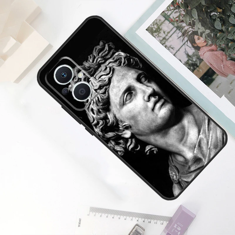 Greek God Statue Face Case For OPPO Reno 10 Pro 11 F 8T 4Z 5Z 4 5 6 7 8 Lite OPPO Find X5 X6 Pro X2 X3 Lite Cover