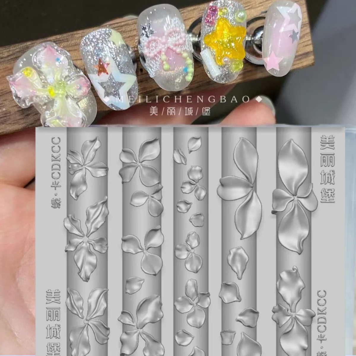 1pc Magnolia Flower Snake Rose Flower 3D Acrylic Nail Mold Nail Art Decorations Silicone Stamping Plates  Nail Accessories view 5