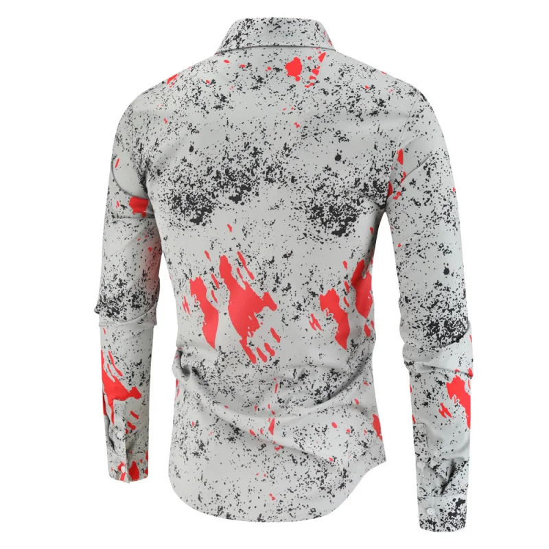 

ay Bloodstain Long Sve Мужская повседневная рабочая одежда с 3D принтом irt Youth Faion Stand Fit, осенняя коллекция