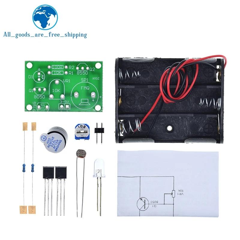 TZT Photosensitive Sound Light Alarm DIY Kit Electronic Production Invention Assembly Sound and Light Sensor Module Device Suite