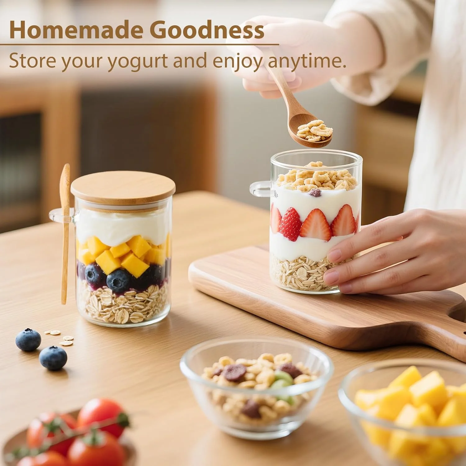 1/2/4/8Pcs Oatmeal Glass Cup S - Food Storage Glass Container Set review and price