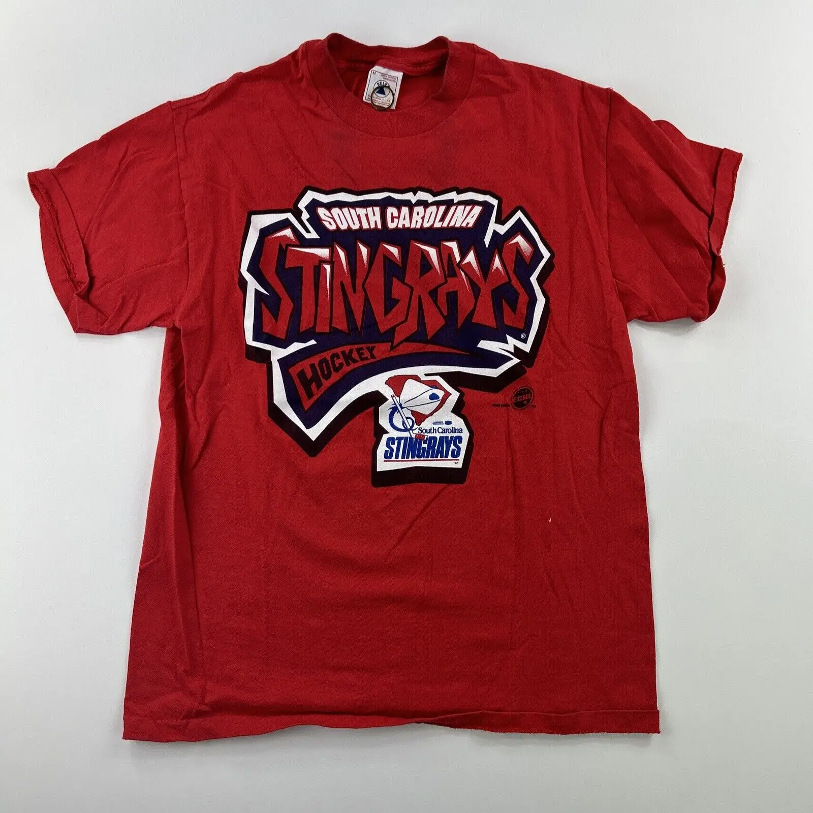 

Винтажная Футболка 90-х Charleston Stingrays размер средняя хоккейная команда