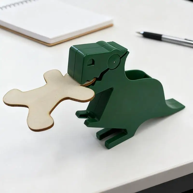 حامل ملاحظات لاصق لسطح المكتب، حامل بطاقات عمل إبداعي على شكل ديناصور أخضر، منظم، ديكور مكتبي ممتع. #5