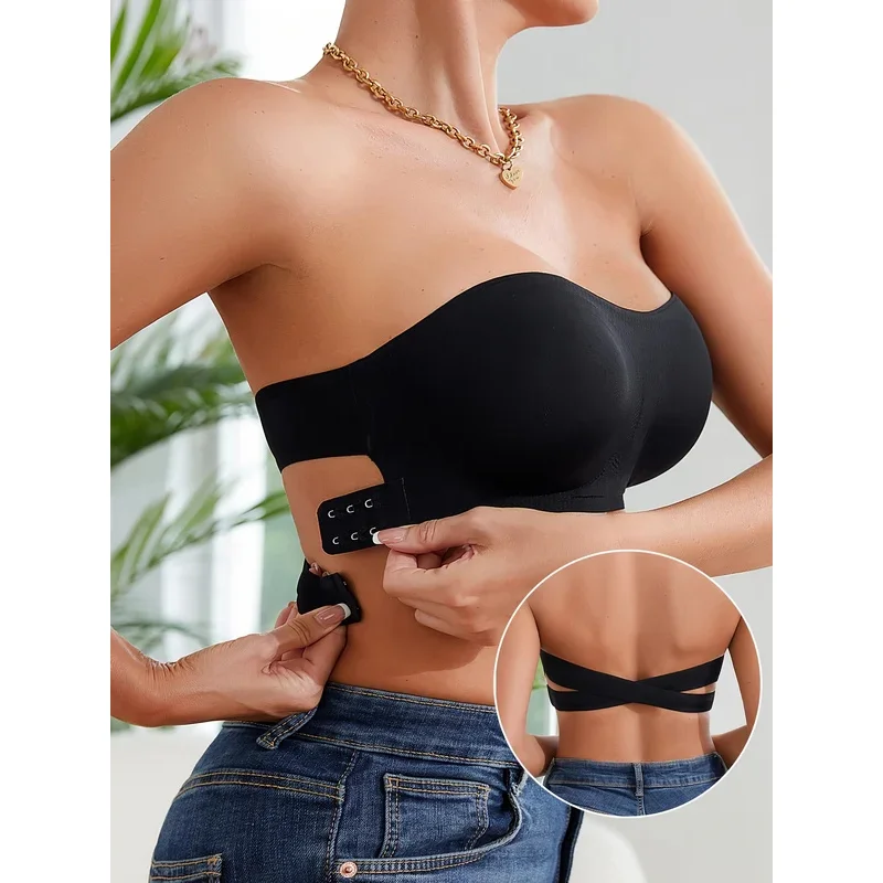 1Pc/3Pcs/Pack Removable Padded Soft Ice Silk Traceless Women Brasseries Wire Free Seamless Bra For Women Strapless Bra