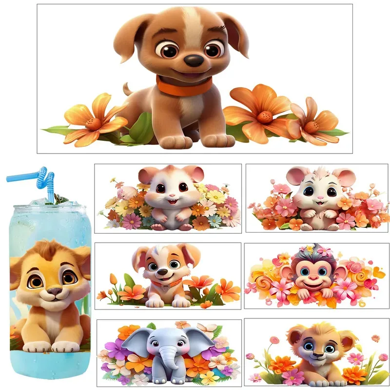 

Cute Little animal baby easy peel waterproof Party DIY Decals 3D transfers uvdtf tumbler seal stickers 16oz uv dtf cup wraps