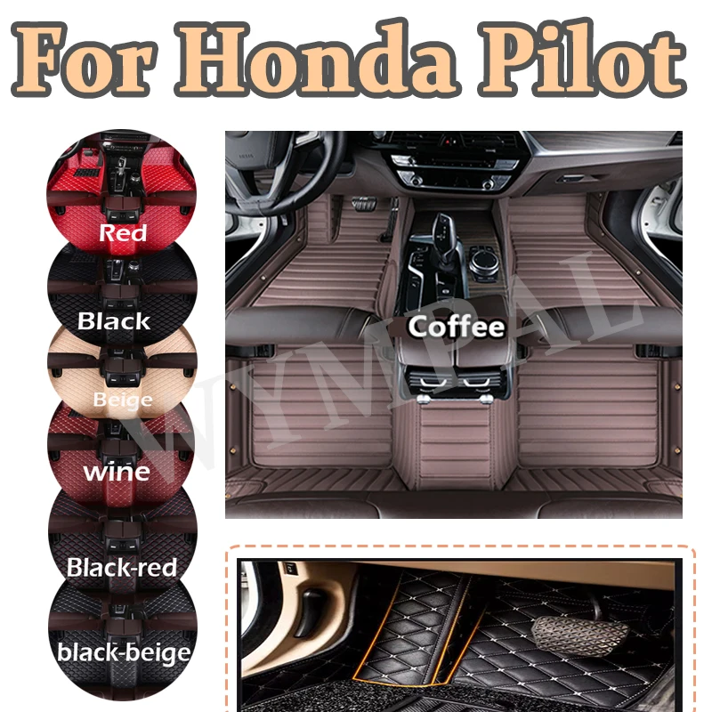 

Luxury Custom Auto Leather Car Floor Mat For Honda Pilot 2016 2017 2018 2019 2020 Car Mat Full Set Waterproof Accessories full