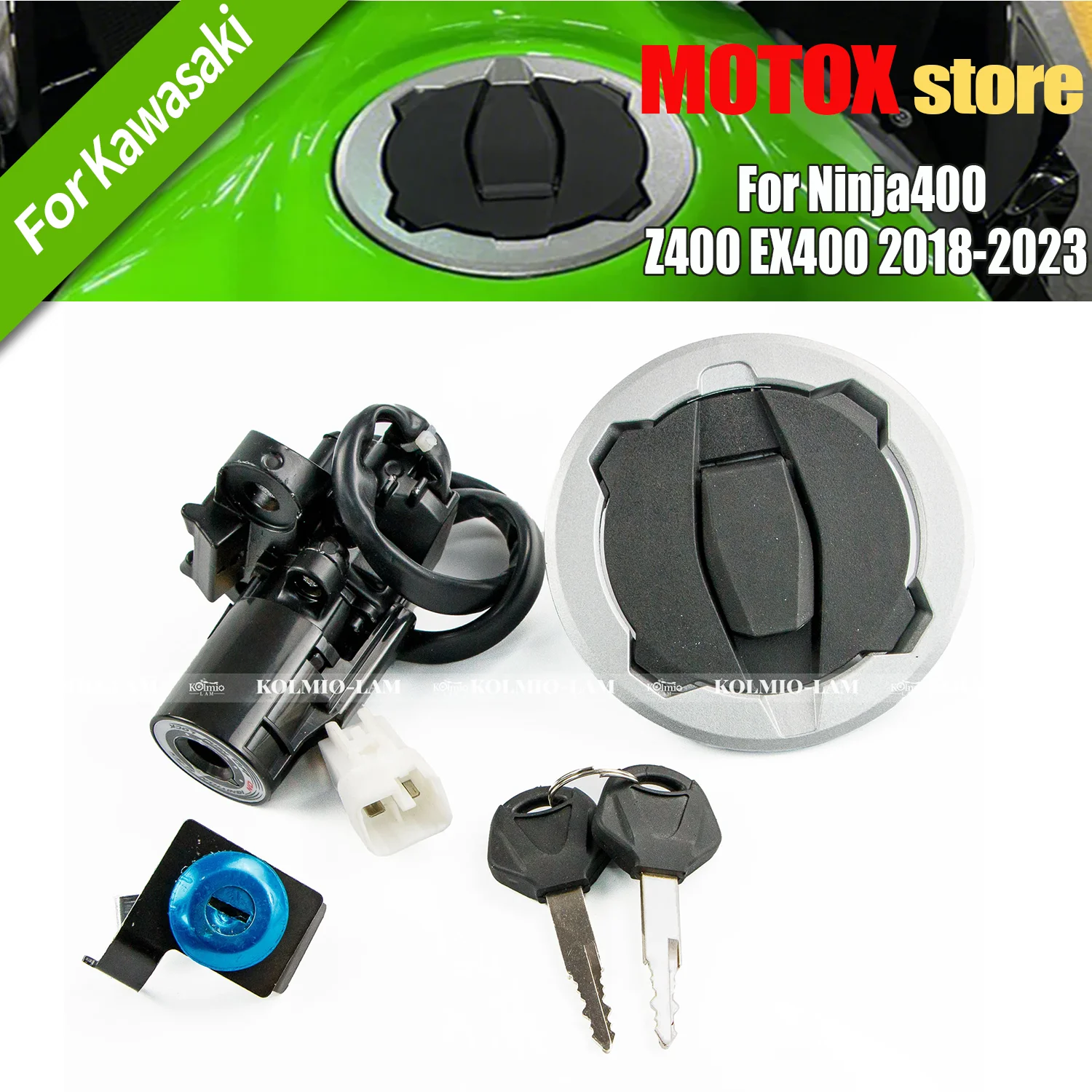 

Мотоцикл для Kawasaki EX400 Ninja 400 Z400 Z 400 EX 400 2018-2023 2019 2020 2021 2022 Комплект ключей замка сиденья зажигания