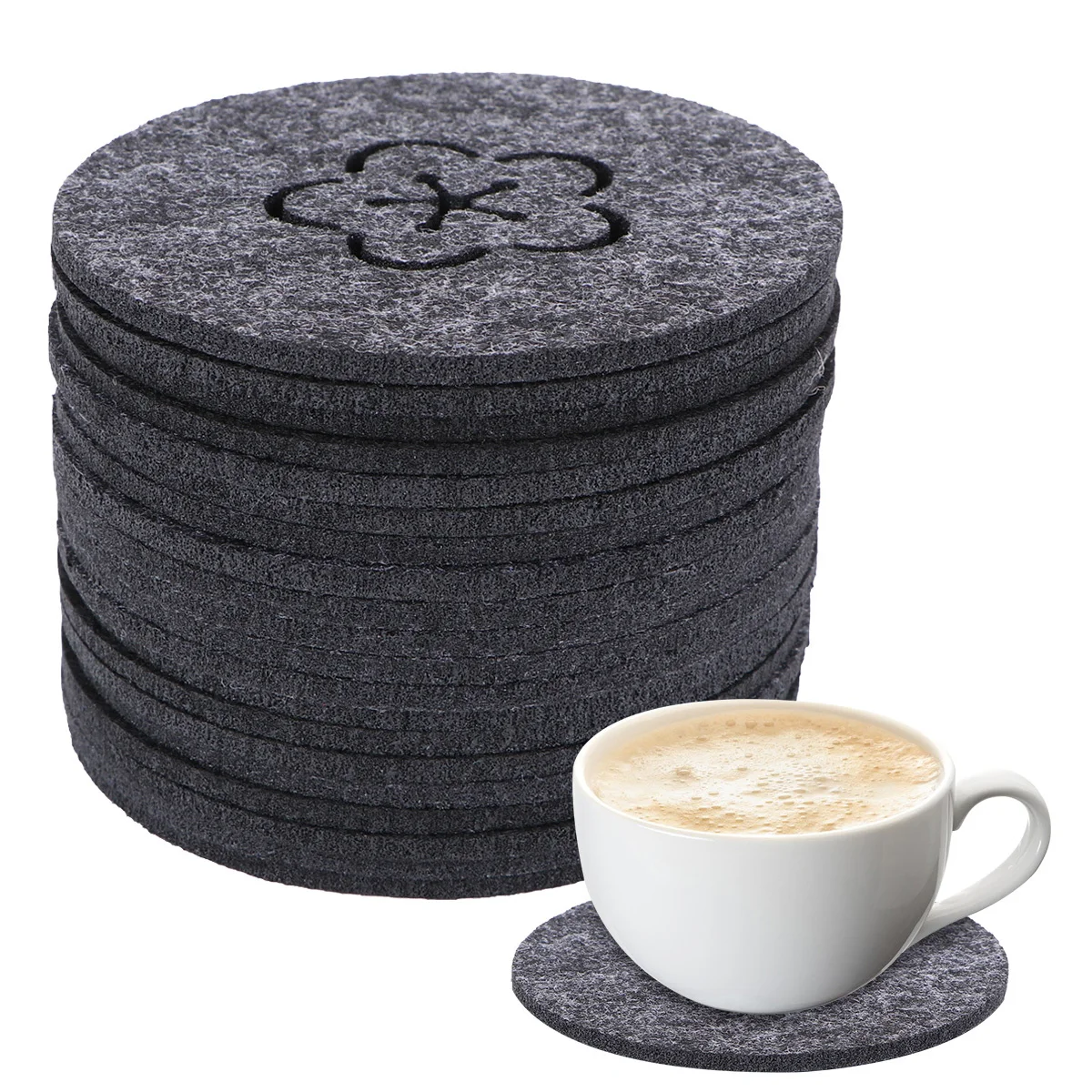 

20 pcs Absorbent Cup Pad Hollow Design Skidproof Drink Coaster Washable Felt Table Protector For Home Office Anti Scratch Mat