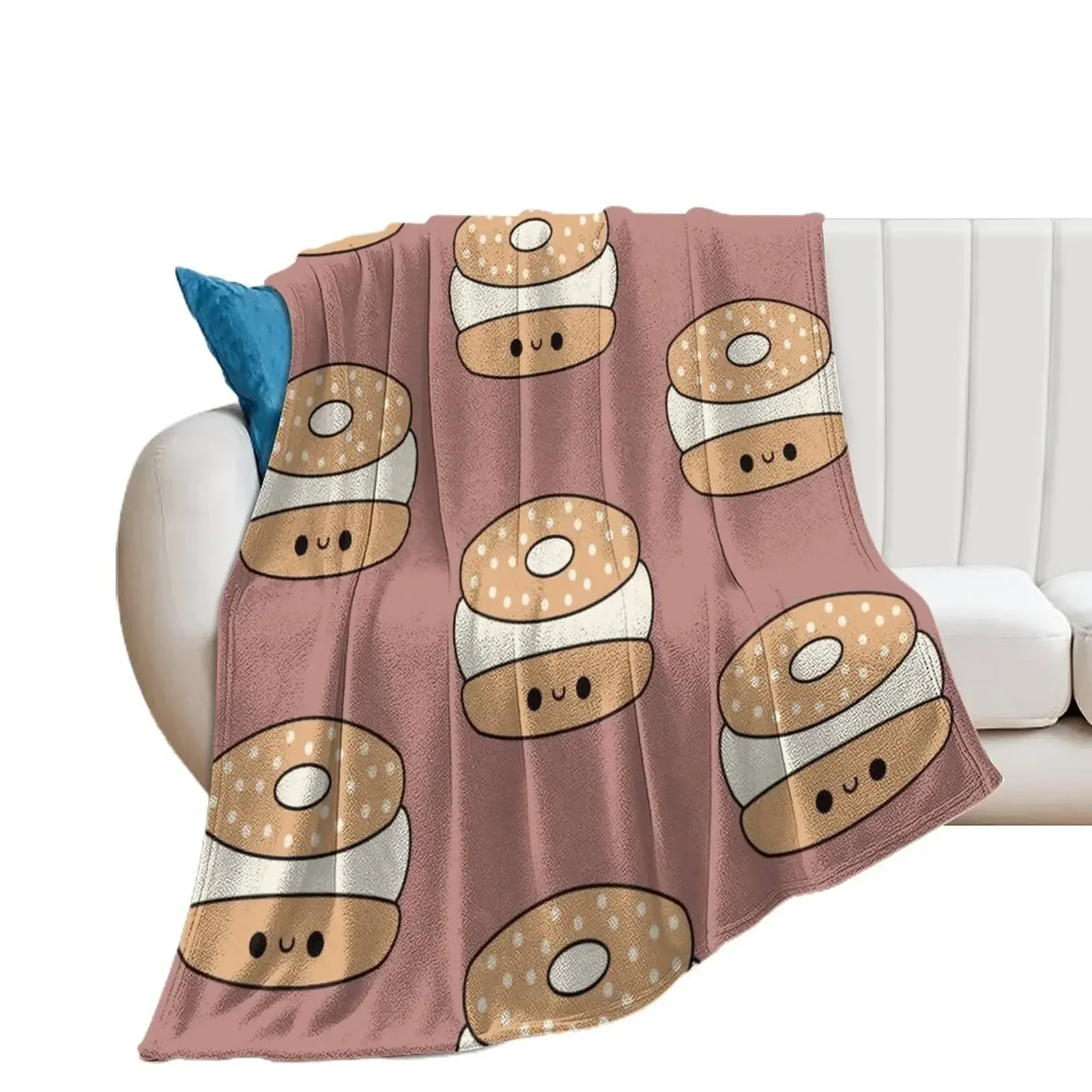 

Cute Kawaii Cream Cheese Bagel Throw Blanket Decorative Sofas Hairys christmas gifts Soft Big Blankets