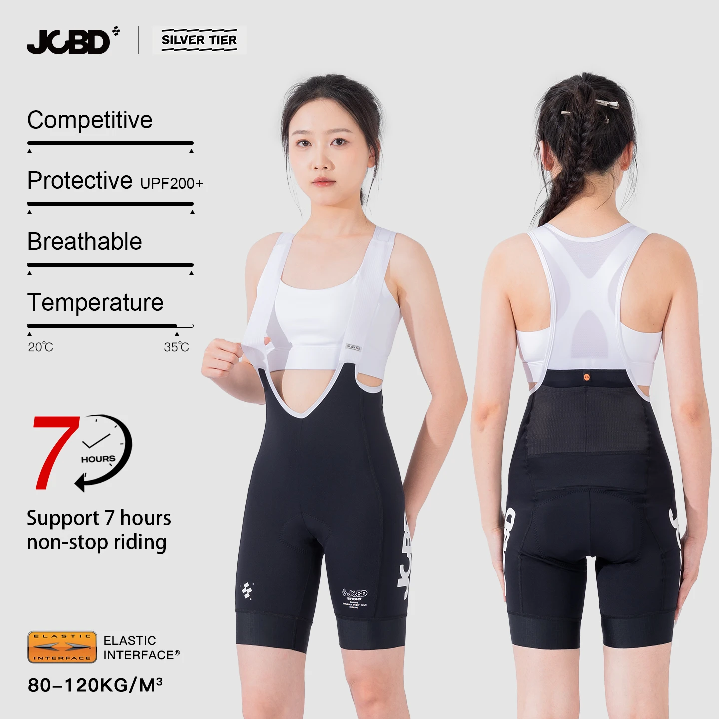 

JCBD Summer Cycling Bib Shorts for Women Italy Chamois ELASTIC INTERFACE 7 Hour Breathable Shockproof Padding Road Bicycle Pants